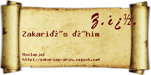Zakariás Áhim névjegykártya